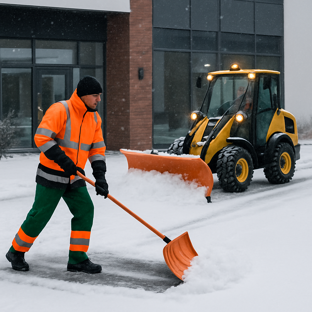 snow removal services with bulldozer
