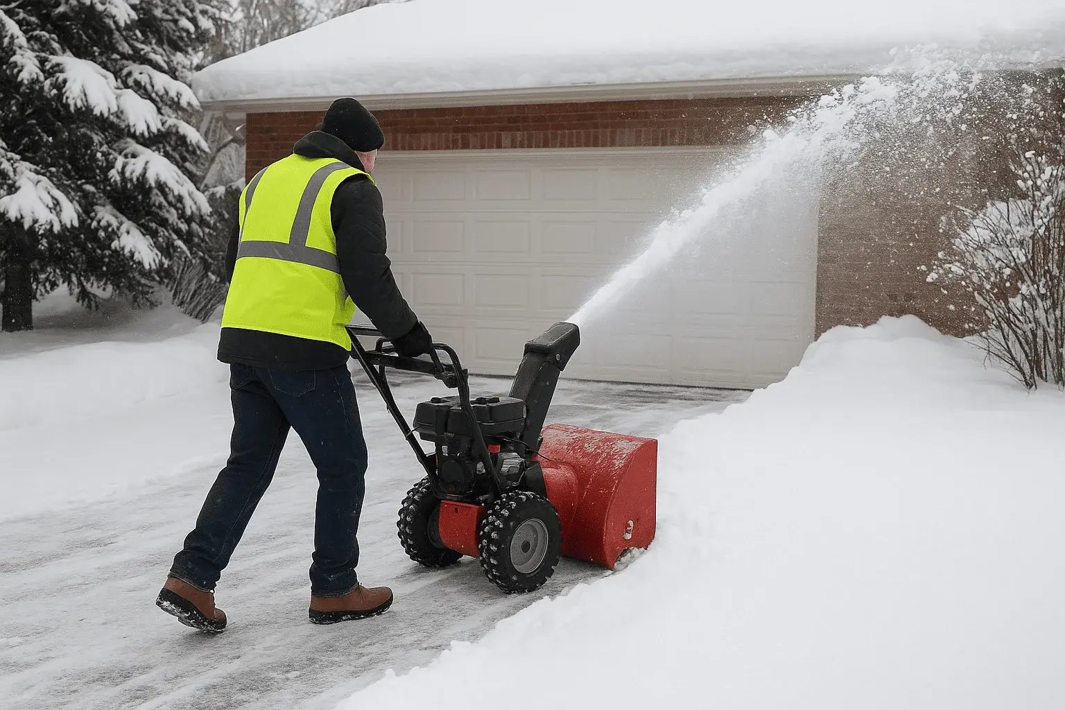 snow blowing a driveway in edmonton