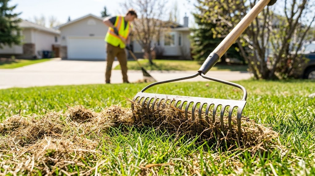 hand rake in use