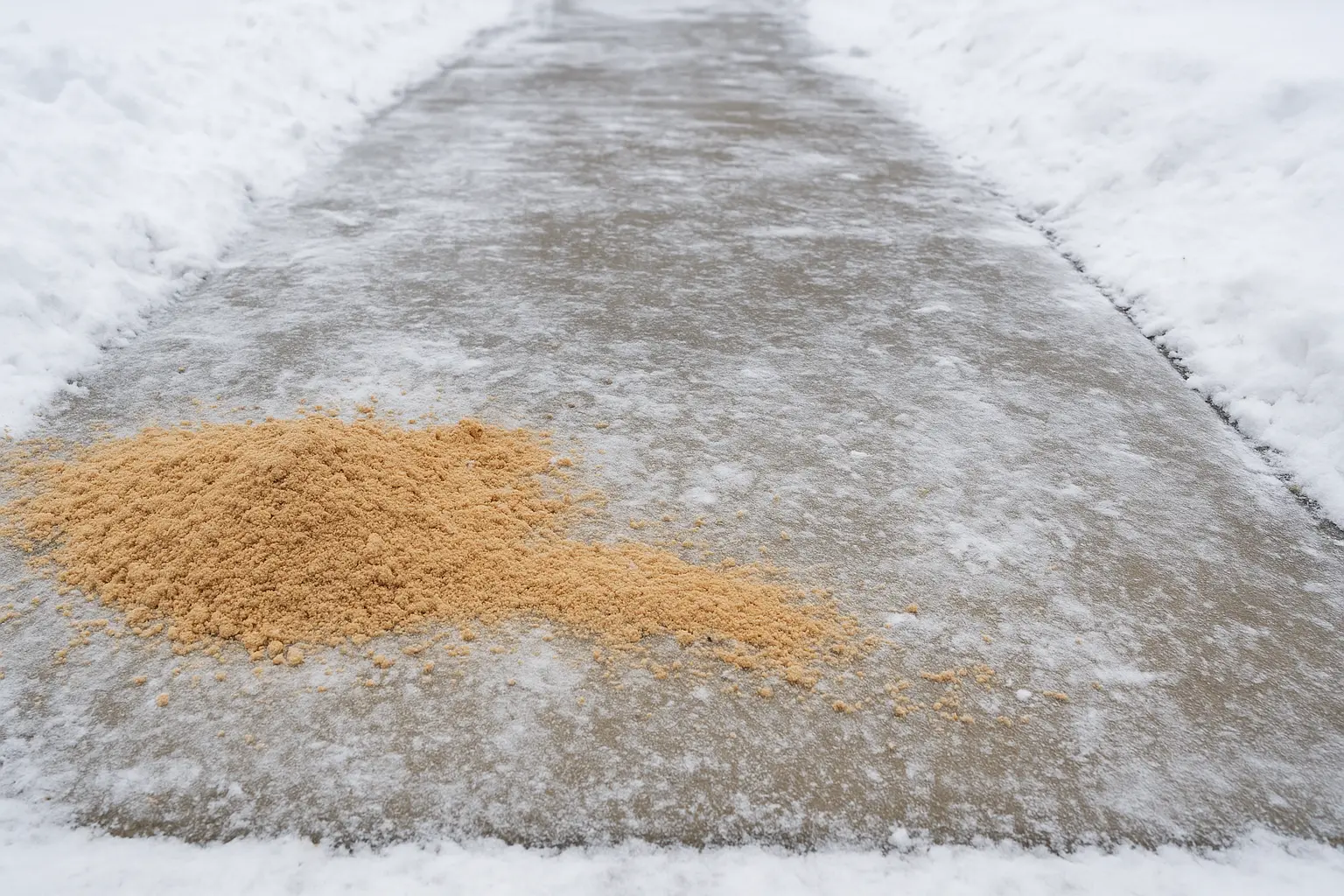 gravel melt on ice not yet spread