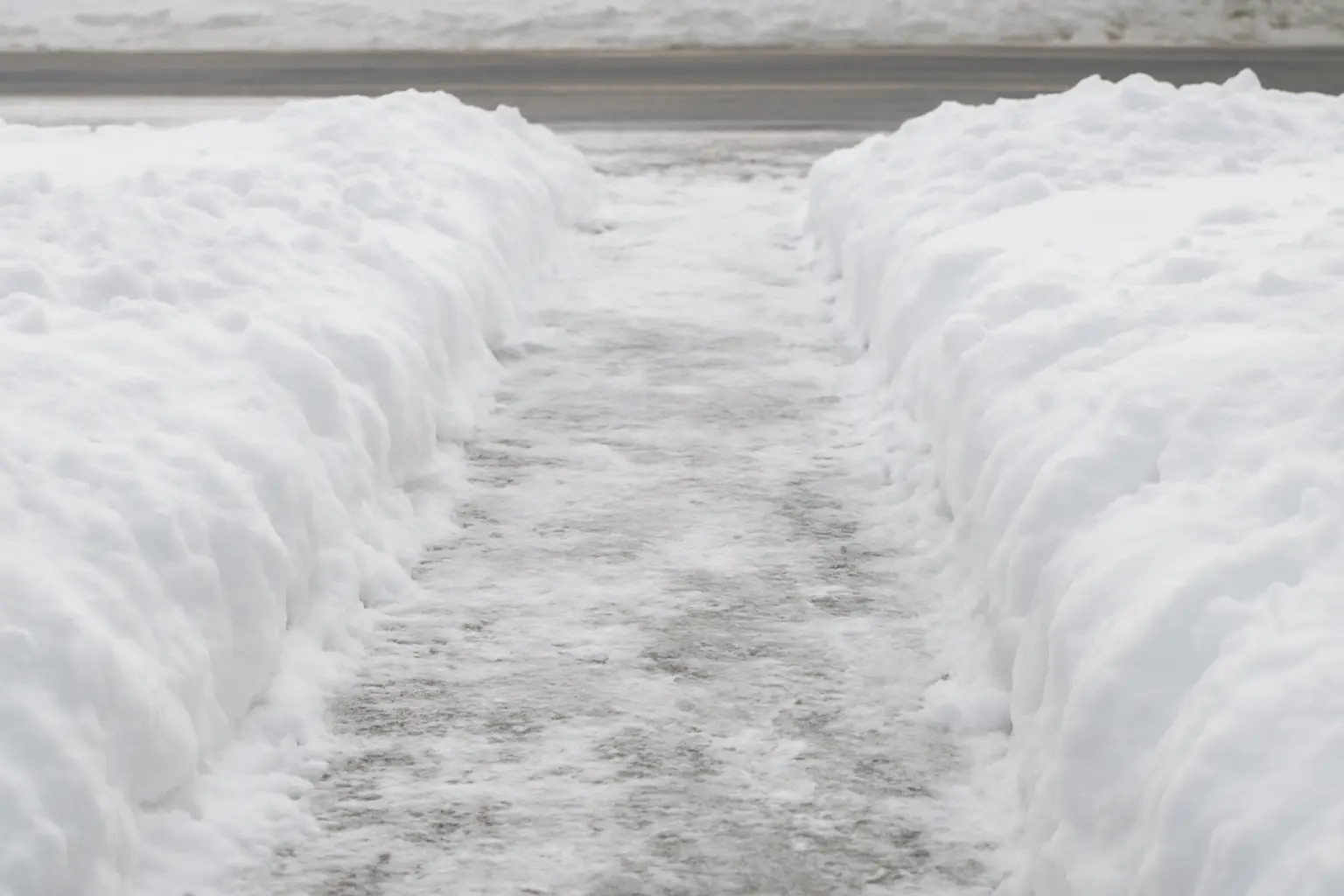partly snow-cleared walkway