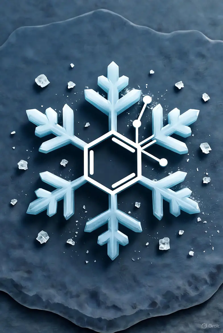 snow flake with hydrocarbon structural formula center